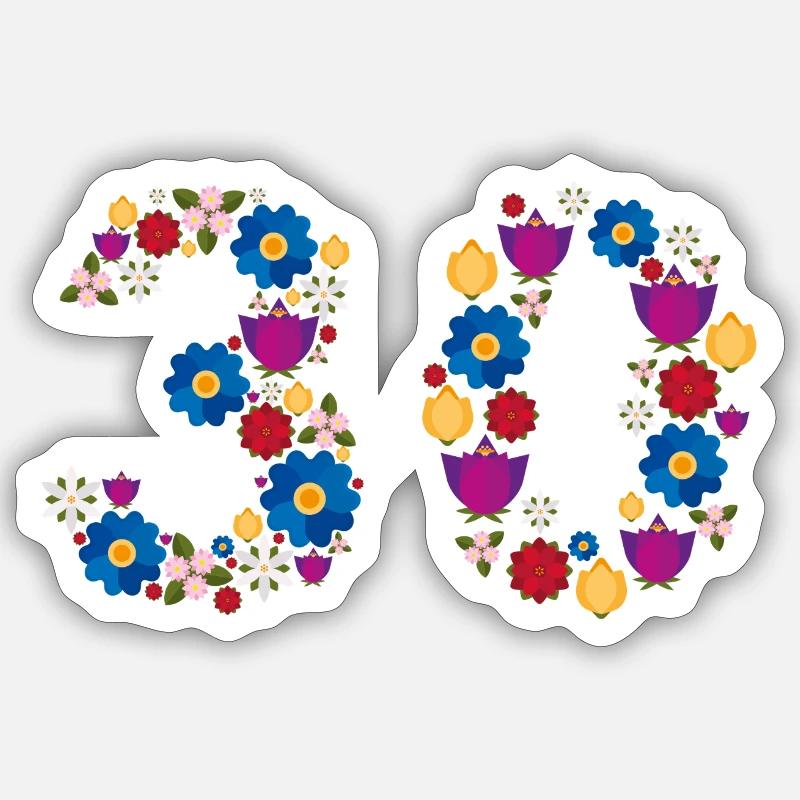 Fleurs 30 - Sticker taille S (10 x 10 cm) - blanc mat