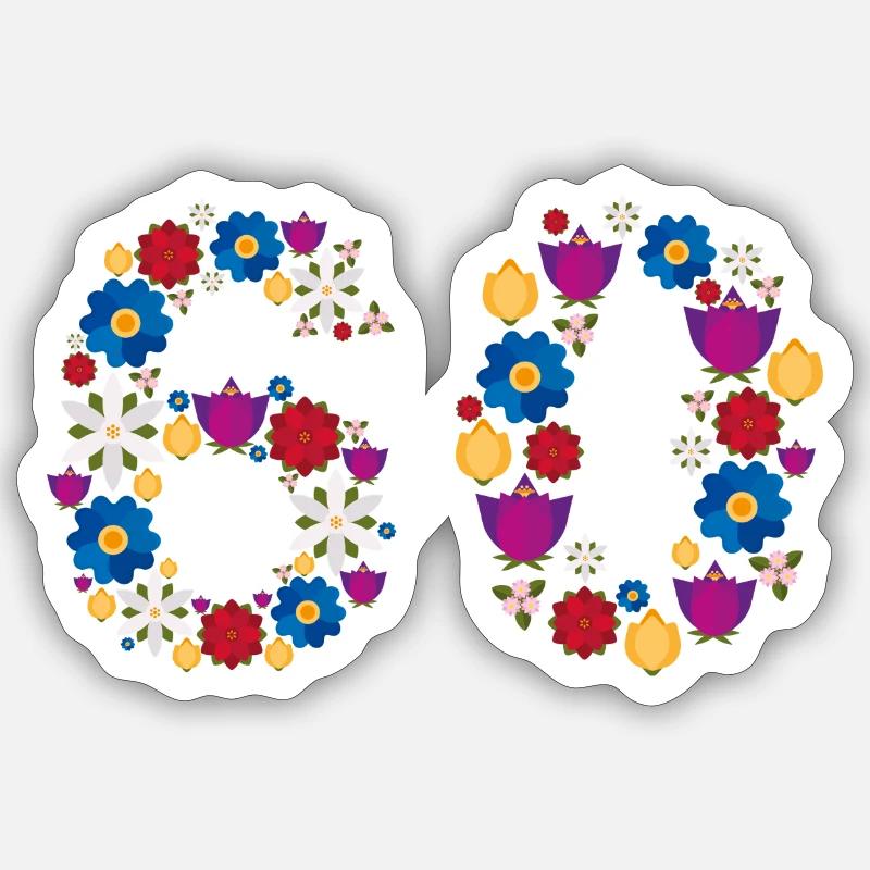 Fleurs 60 - Sticker taille S (10 x 10 cm) - blanc mat