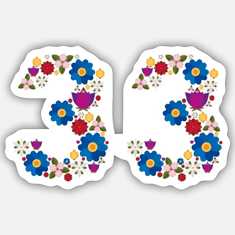 Fleurs 33 - Sticker taille S (10 x 10 cm) - blanc mat
