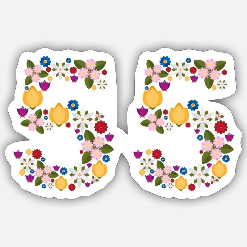 Fleurs 55 - Sticker taille S (10 x 10 cm) - blanc mat