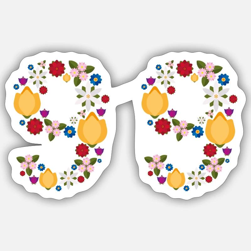 Fleurs 99 - Sticker taille S (10 x 10 cm) - blanc mat