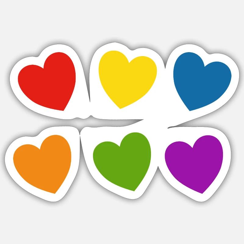 Rainbow hearts Pride - Sticker size S (10 x 10 cm) - white matte