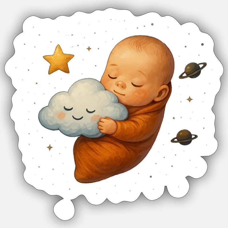 Newborn cuddles cloud - Sticker size S (10 x 10 cm) - white matte