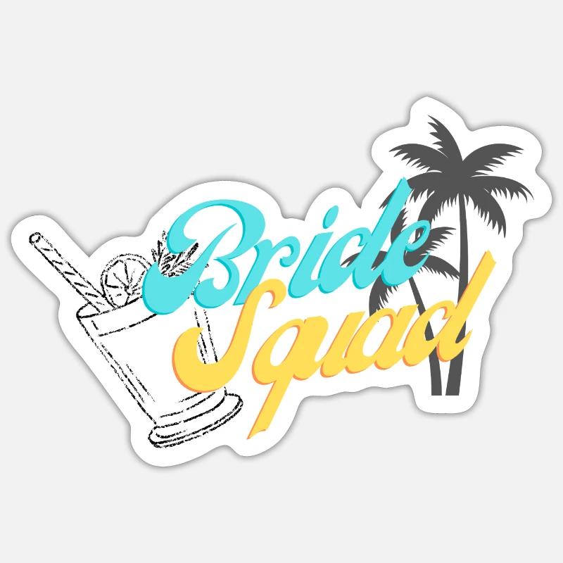 Bride Squad Tropical Sunset Design - Sticker taille S (10 x 10 cm) - blanc mat