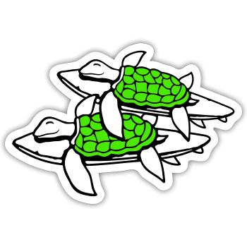 2 Water Turtles Surfer Surfing Surfboard Cute - Sticker size S (10 x 10 cm) - white matte - Front
