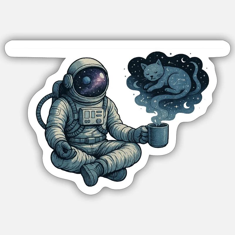 Kosmische Kaffeepause Sticker Größe S (10 x 10 cm)
