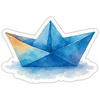 papierboot aquarell - Sticker Größe S (10 x 10 cm) - Mattweiß - Vorne