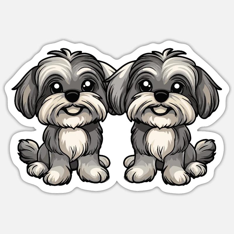 Havanese Hund Comic - Sticker Größe S (10 x 10 cm) - Mattweiß