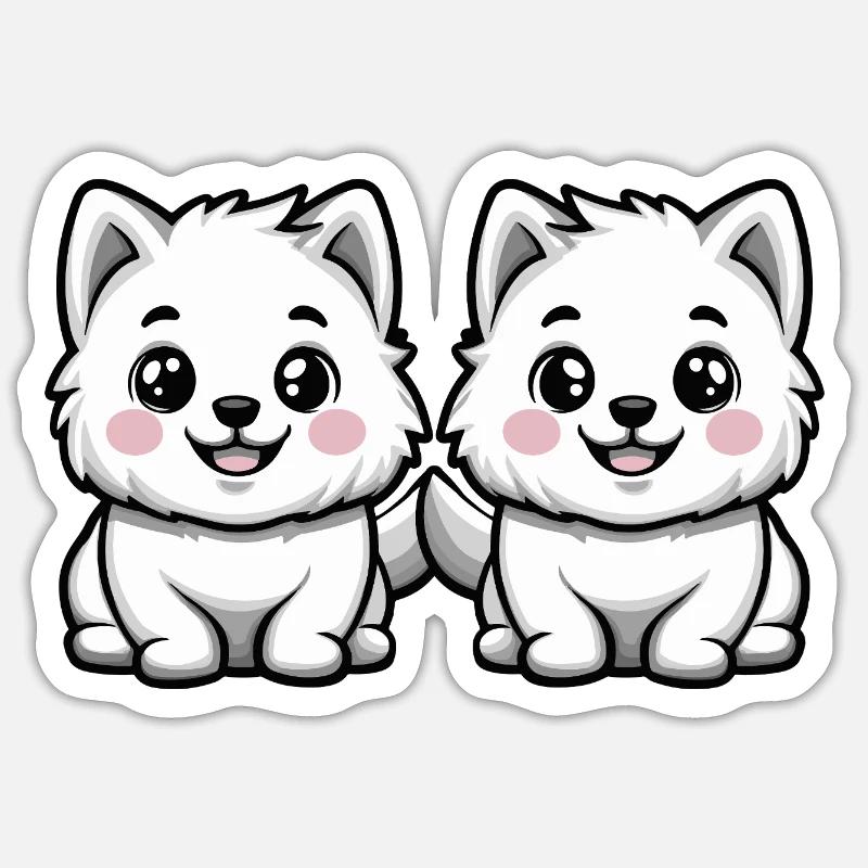Samoyed Dog Comic - Sticker size S (10 x 10 cm) - white matte