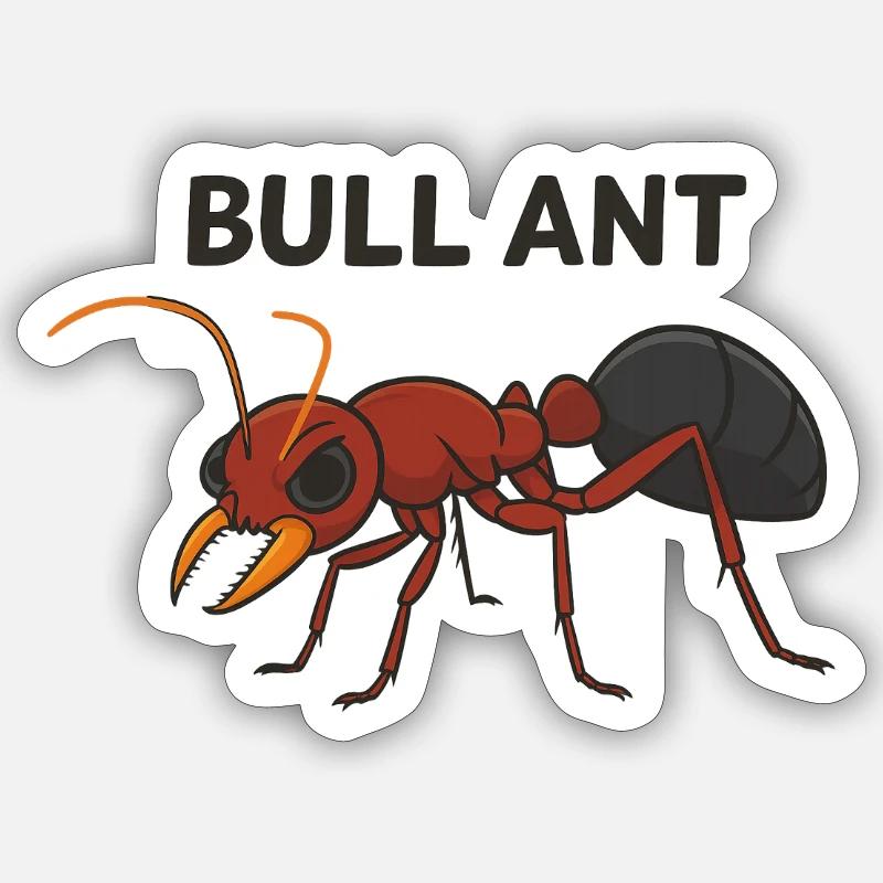 Fourmi taureau - Sticker taille S (10 x 10 cm) - blanc mat