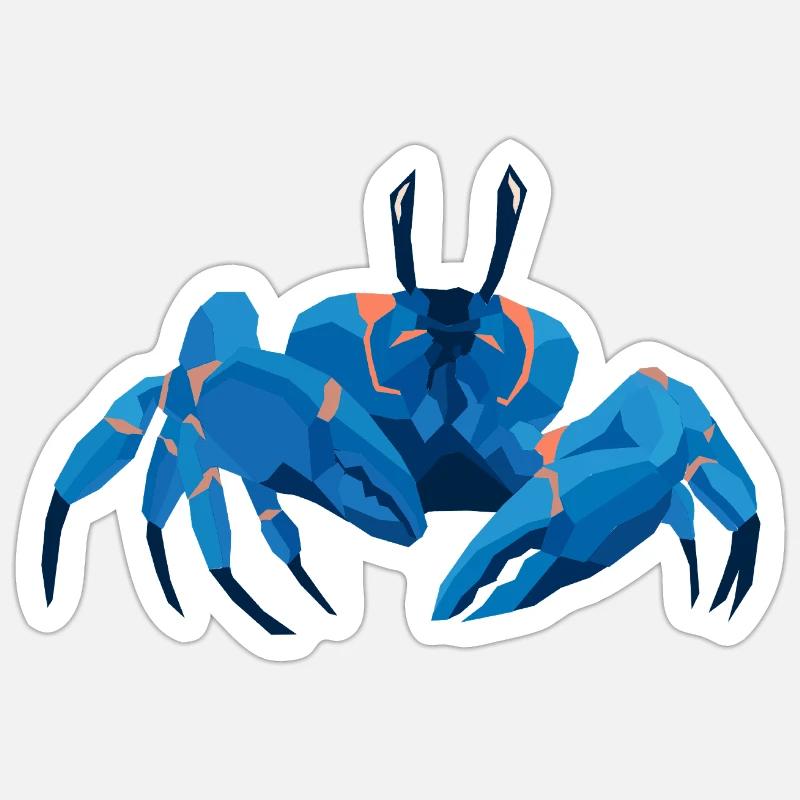 Blaue Krabbe Polygonaler Stil Sticker Größe S (10 x 10 cm)