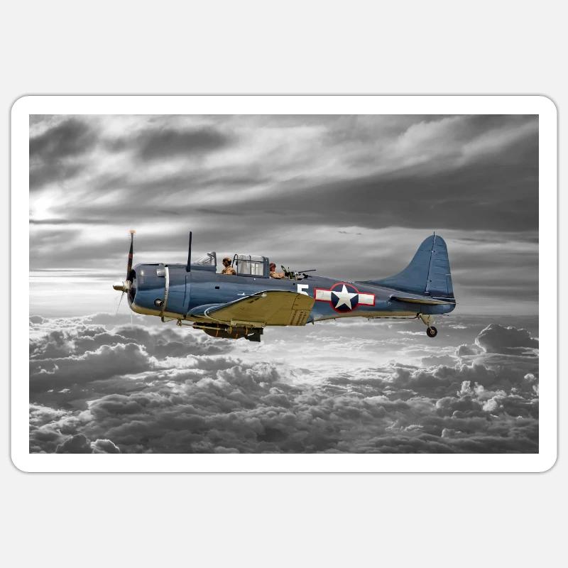 SBD Dauntless - Sticker Größe S (10 x 10 cm) - Mattweiß