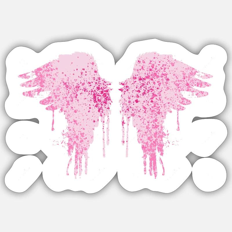 ailes d’ange, rose, ailes colorées, graffiti - Sticker taille S (10 x 10 cm) - blanc mat