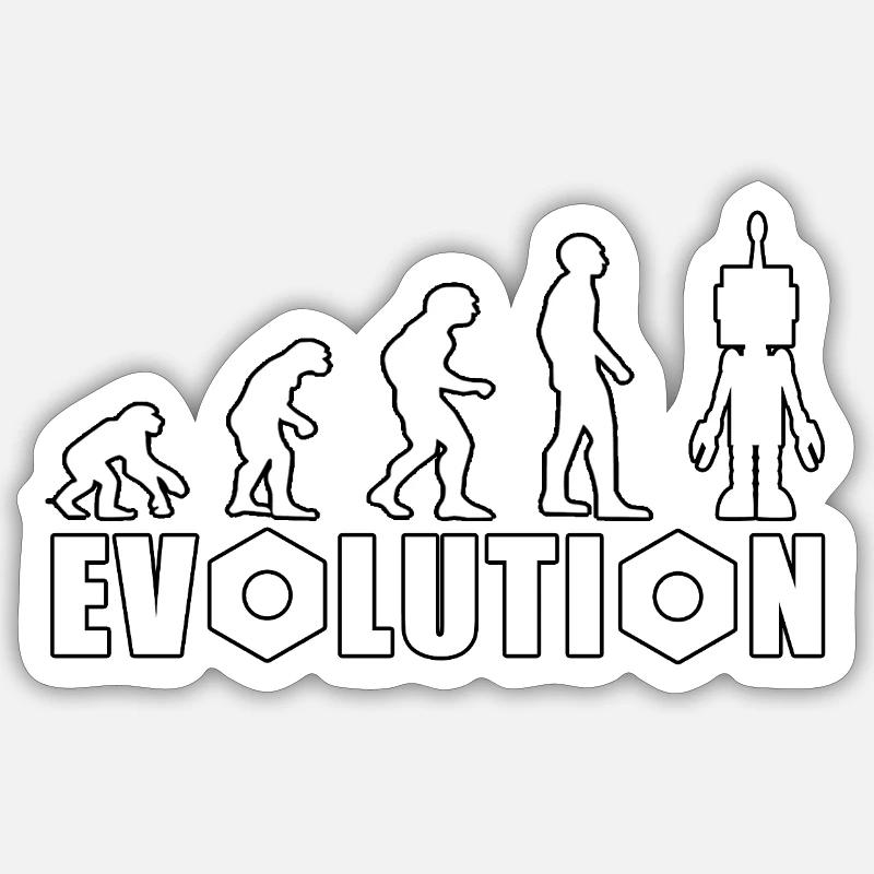 Évolution avec la conception d’une figurine de robot Sticker taille S (10 x 10 cm)