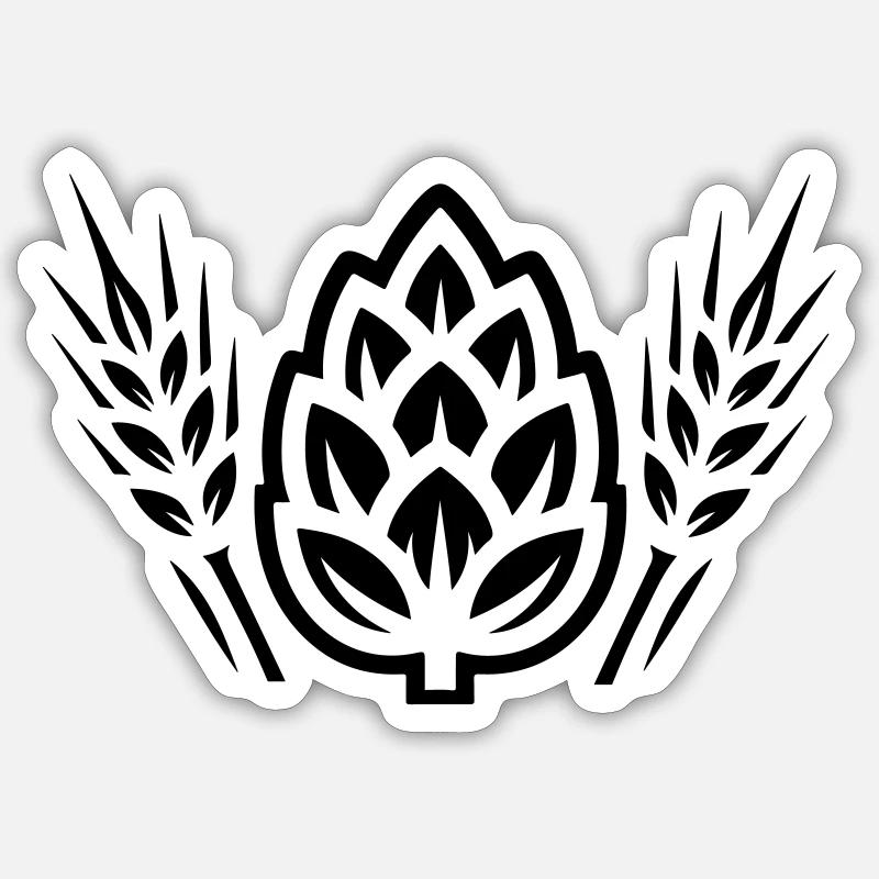 Houblon Symbole Orge - Sticker taille S (10 x 10 cm) - blanc mat