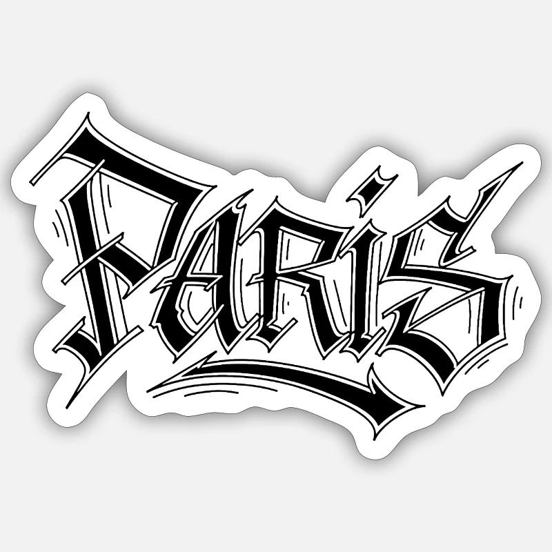 Graffiti-style lettering Paris - Sticker size S (10 x 10 cm) - white matte