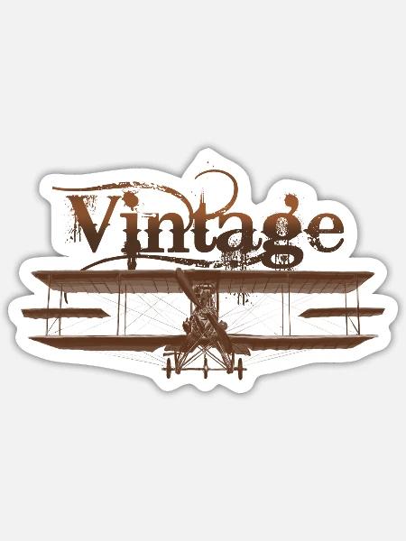 Vintage Flugzeug Illustration - Sticker Größe S (10 x 10 cm) - Mattweiß