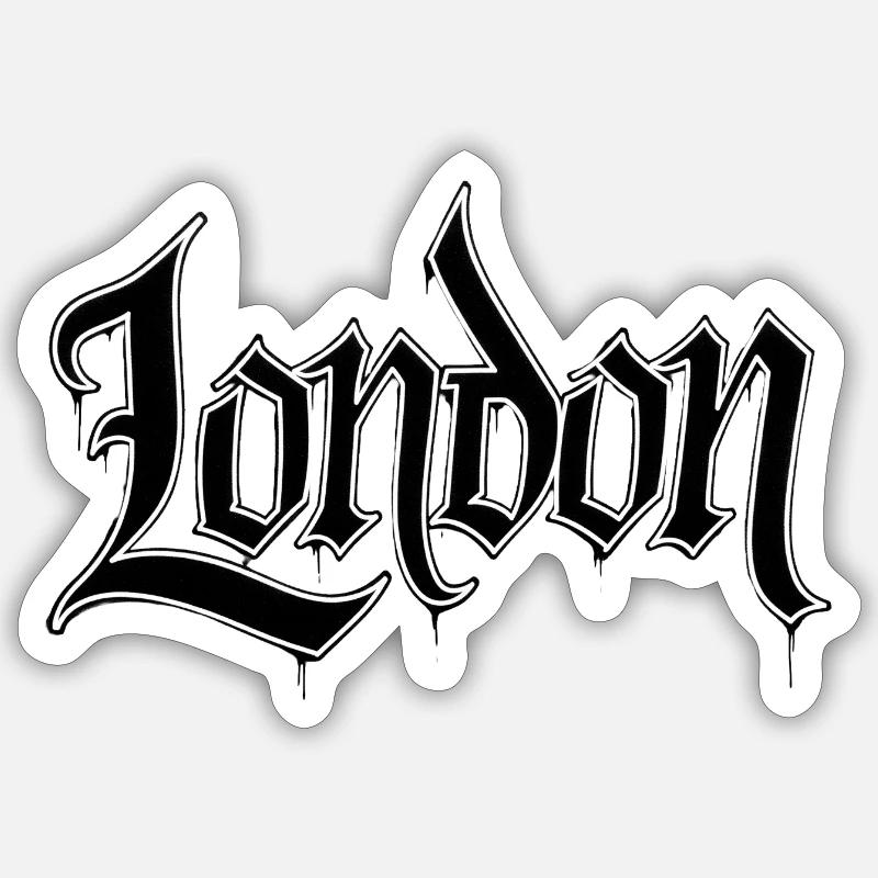 Conception typographique graphique de Londres Sticker taille S (10 x 10 cm)
