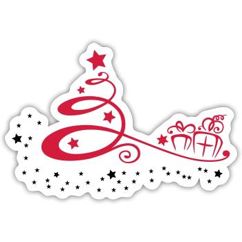 Christmas tree with stars and presents - Sticker size S (10 x 10 cm) - white matte - Front