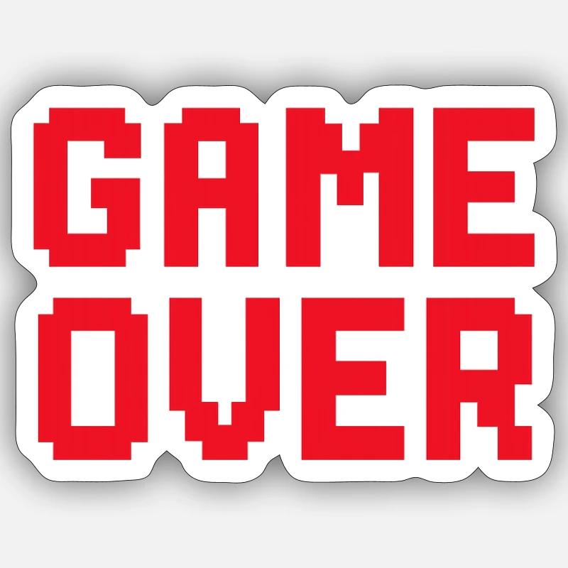 Graphique rétro pixel game over - Sticker taille S (10 x 10 cm) - blanc mat