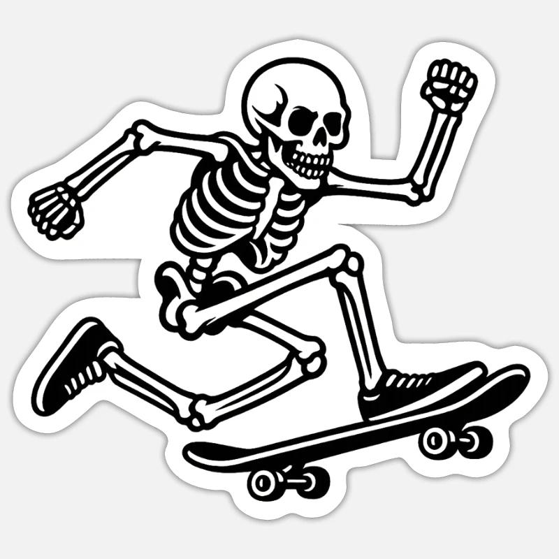 Skateboard skeleton in motion Sticker size S (10 x 10 cm)