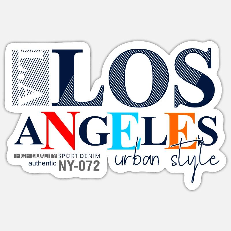 Lebendiges Stadtbild mit buntem Text Sticker Größe S (10 x 10 cm)