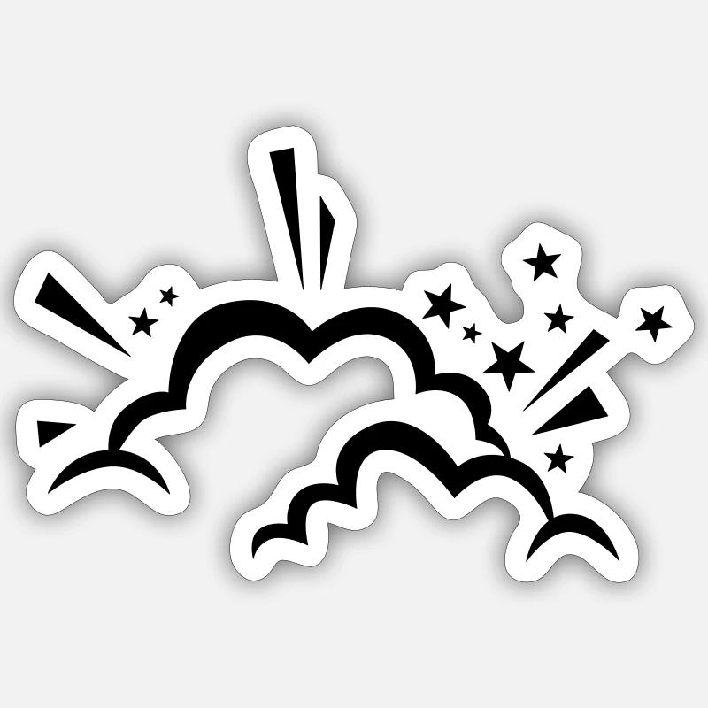 Comic Wolke nach Explosion Sticker Größe S (10 x 10 cm)