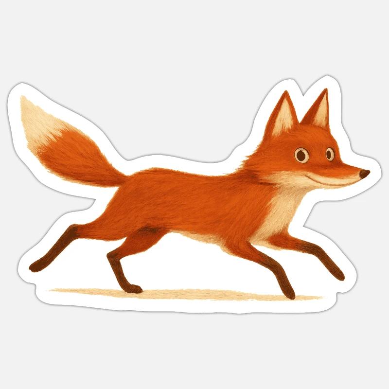 Running Red Fox - Sticker size S (10 x 10 cm) - white matte