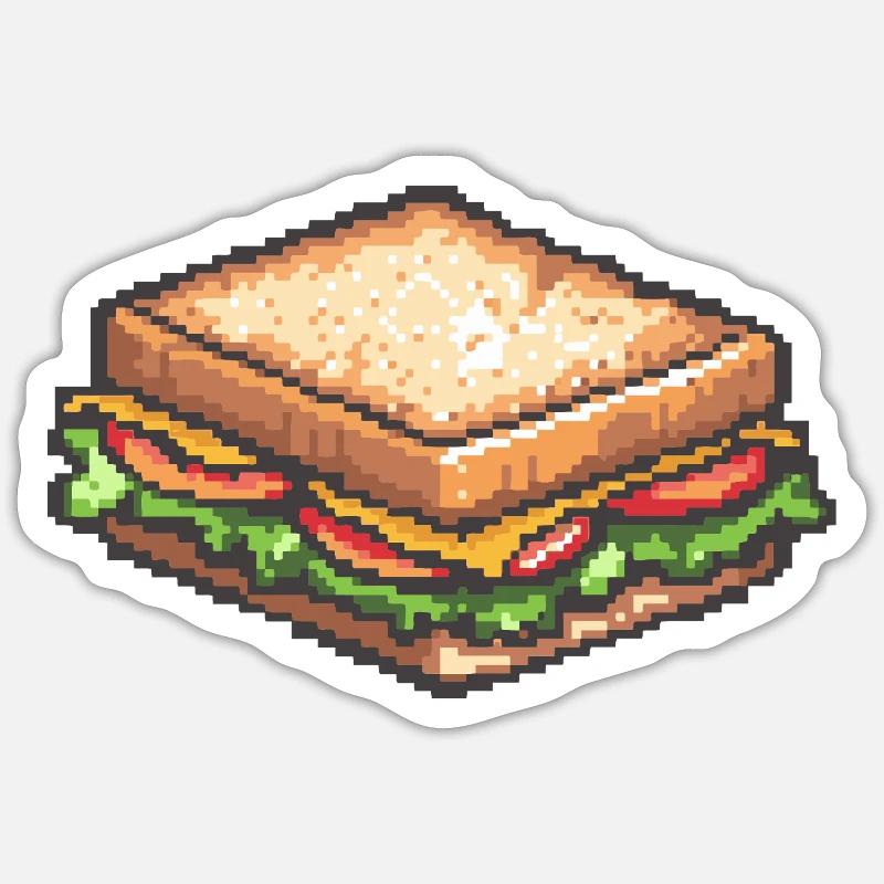 Sandwich Pixel Collation rétro - Sticker taille S (10 x 10 cm) - blanc mat