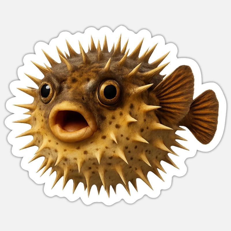 Spiny Fish Underwater Pattern - Sticker size S (10 x 10 cm) - white matte