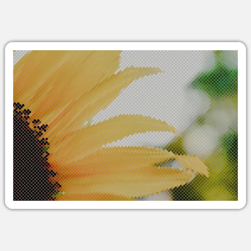 Tournesol Gros plan Jaune Orange - Sticker taille S (10 x 10 cm) - blanc mat