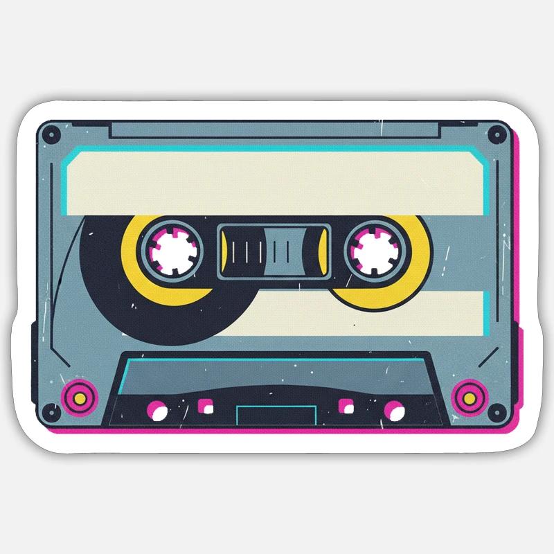 Cassette rétro - Sticker taille S (10 x 10 cm) - blanc mat