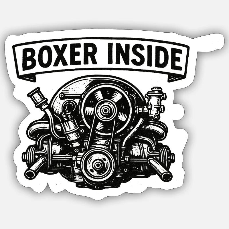 Boxer inside - Sticker size S (10 x 10 cm) - white matte