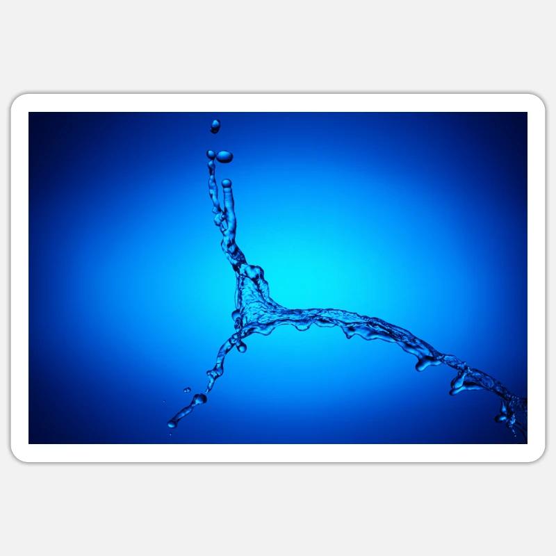 Blauer Wasserspritzer #2 - Sticker Größe S (10 x 10 cm) - Mattweiß