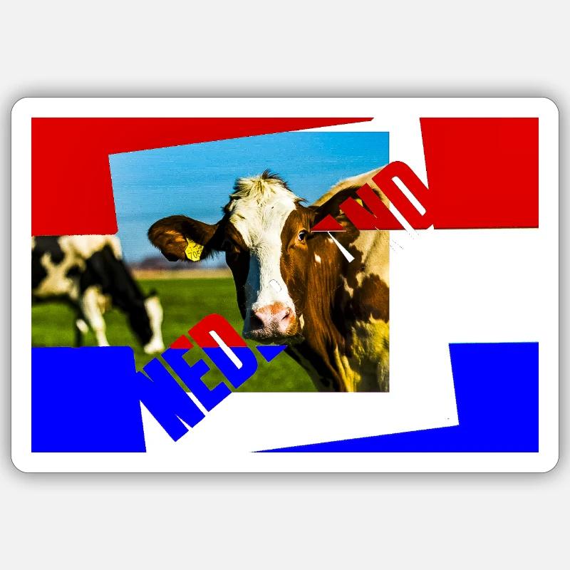 Kuhcollage in Primärfarben - Sticker Größe S (10 x 10 cm) - Mattweiß