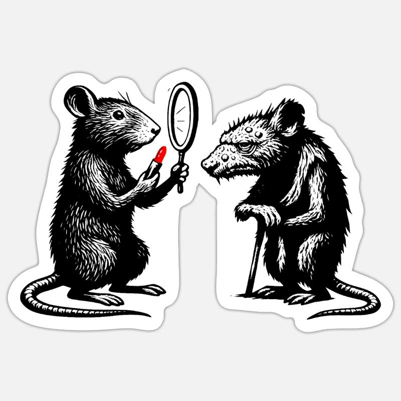 Rat Noir Mirror Duel - Sticker size S (10 x 10 cm) - white matte