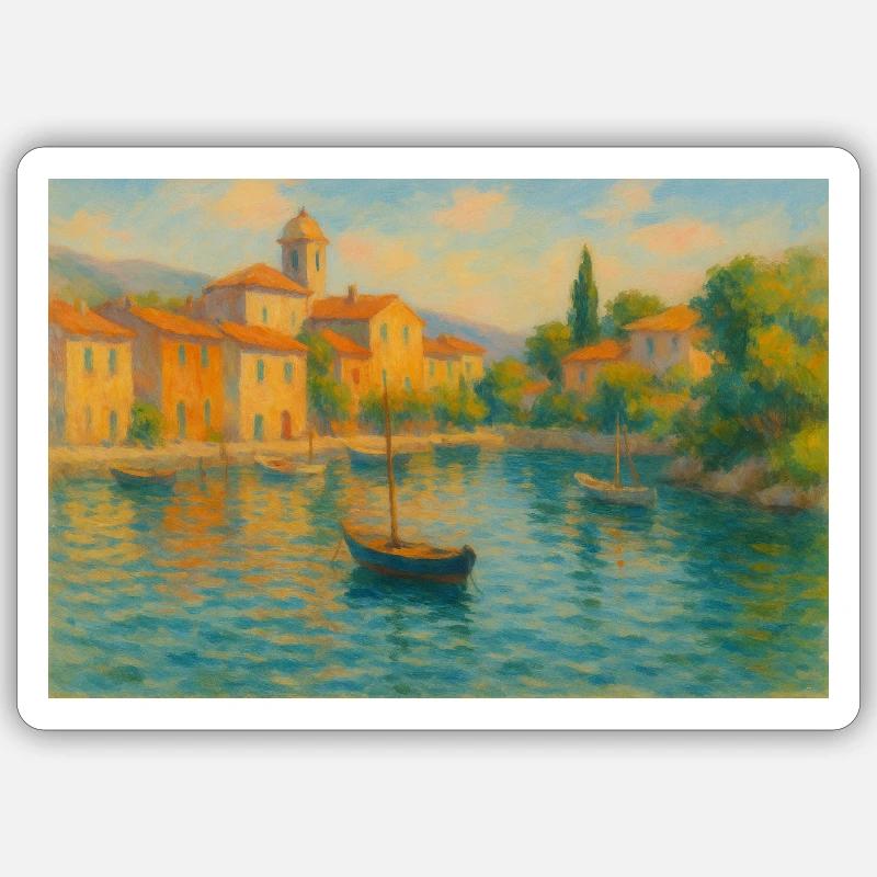 Harbour idyll in the sunlight - Sticker size S (10 x 10 cm) - white matte