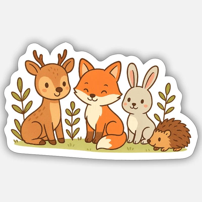 Forest Friends: Fox Deer Hare - Sticker size S (10 x 10 cm) - white matte