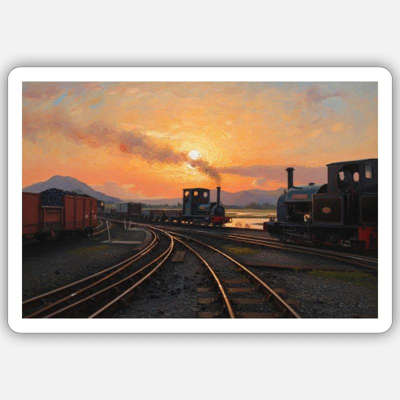 Ffestiniog Coucher de soleil - Sticker taille S (10 x 10 cm) - blanc mat