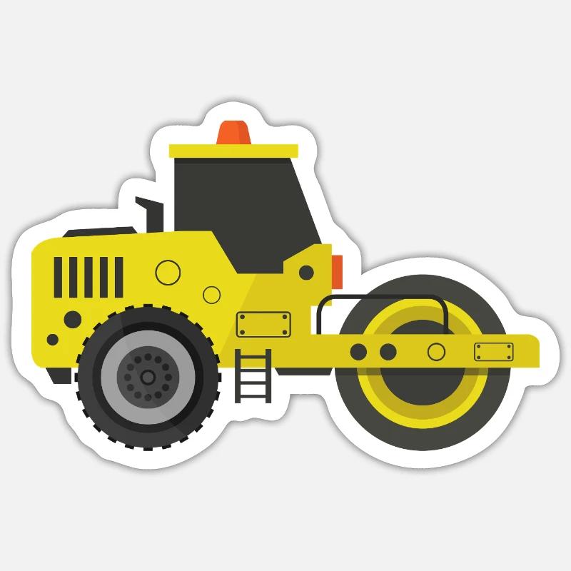 Straßenwalze - Sticker Größe S (10 x 10 cm) - Mattweiß