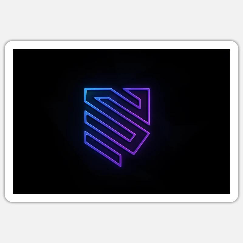 Neon Geometrie Logo Gradient - Sticker Größe S (10 x 10 cm) - Mattweiß