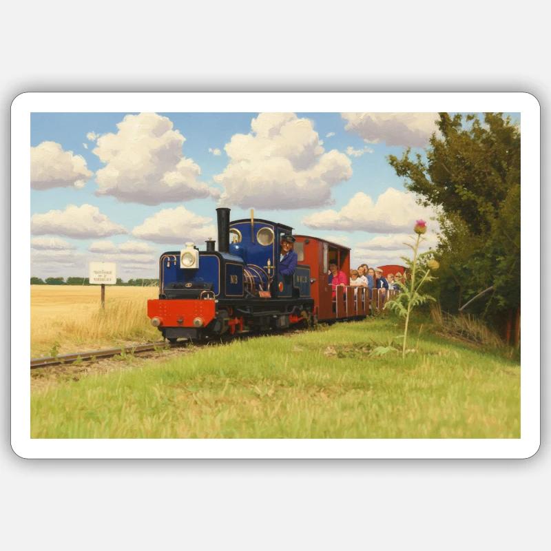Chemin de fer miniature de campagne - Sticker taille S (10 x 10 cm) - blanc mat