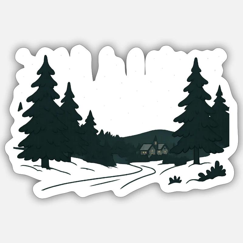 Night Forest Path into Christmas Sticker size S (10 x 10 cm)