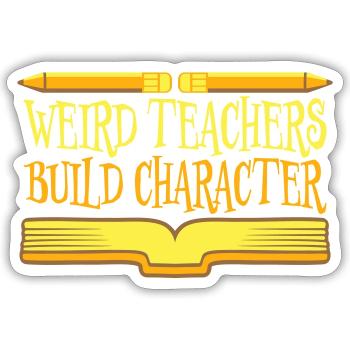 Des professeurs bizarres construisent un personnage Logo drôle d’enseignant - Sticker taille S (10 x 10 cm) - blanc mat - Devant
