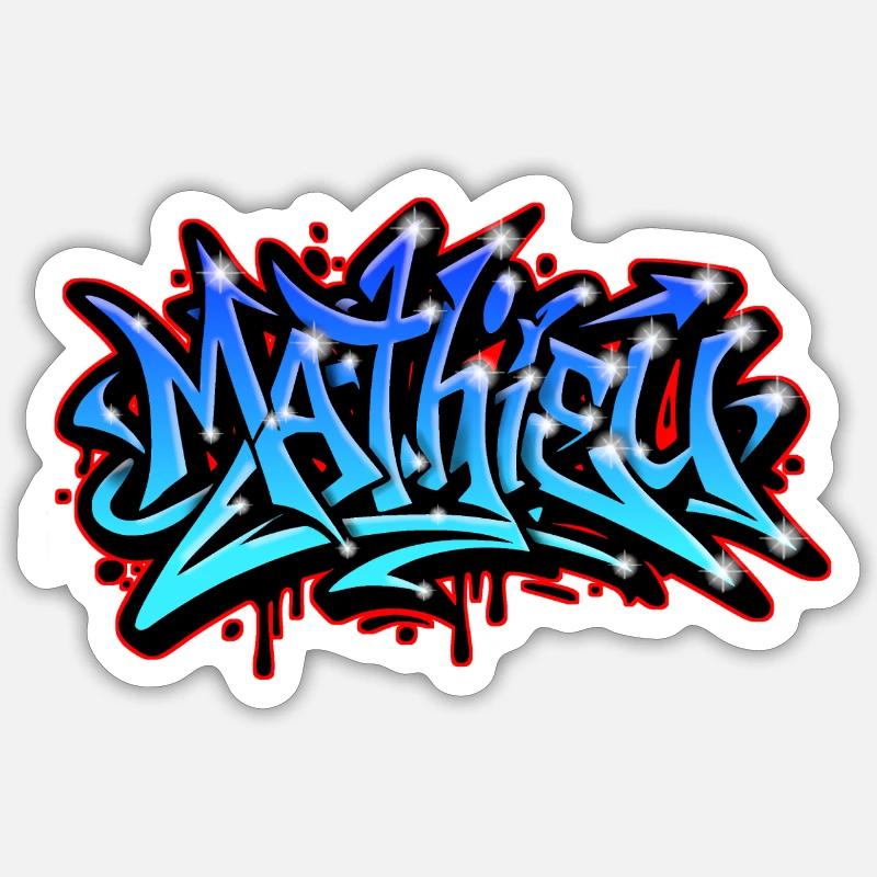 Mathieu Graffiti Neon Druckbar auf Textil Sticker Größe S (10 x 10 cm)