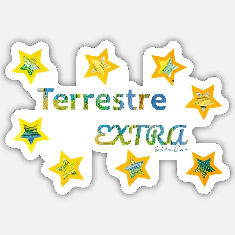 Terrestre Extra - Sticker taille S (10 x 10 cm) - blanc mat