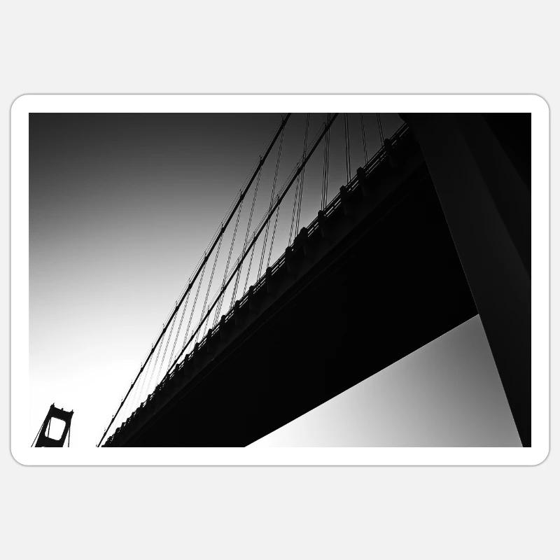 Black and White Bridge Perspective - Sticker size S (10 x 10 cm) - white matte