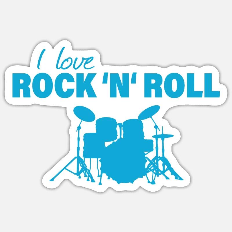 Rock and roll - Sticker taille S (10 x 10 cm) - blanc mat