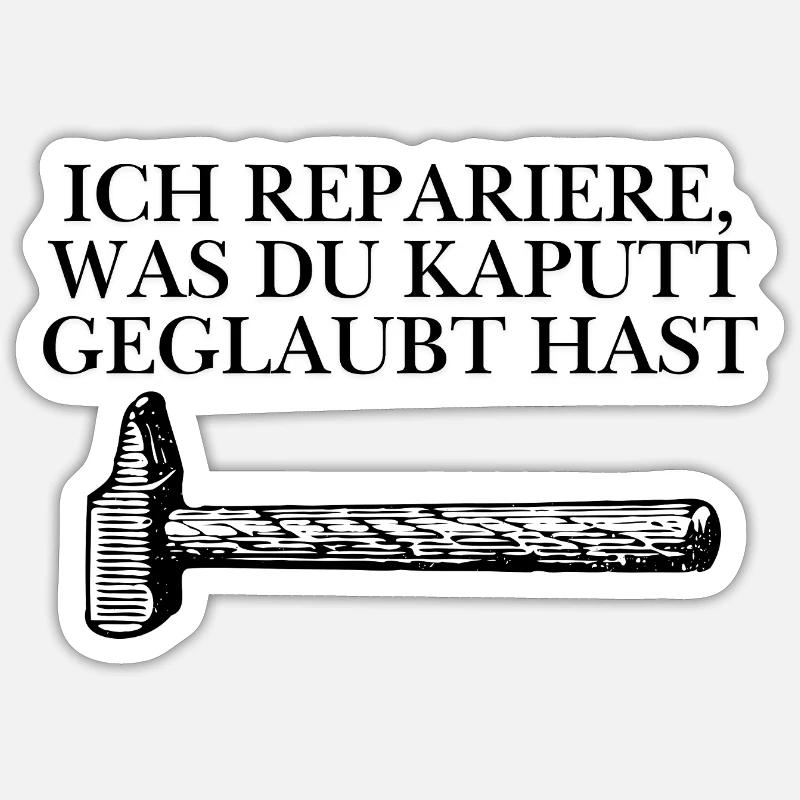 Handwerker Design - Sticker Größe S (10 x 10 cm) - Mattweiß