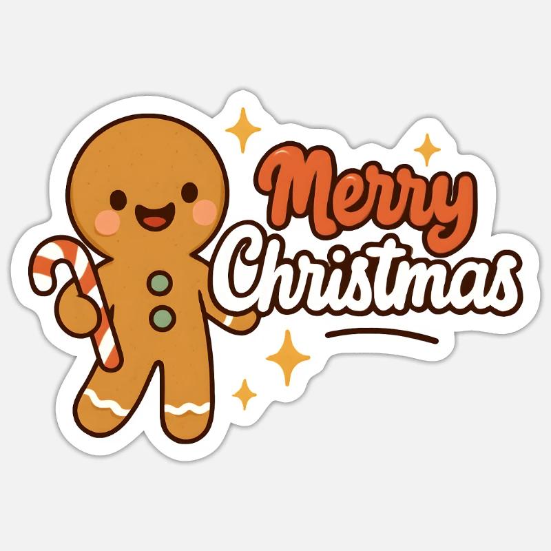 Gingembre Noël Mignon Candy Cane - Sticker taille S (10 x 10 cm) - blanc mat